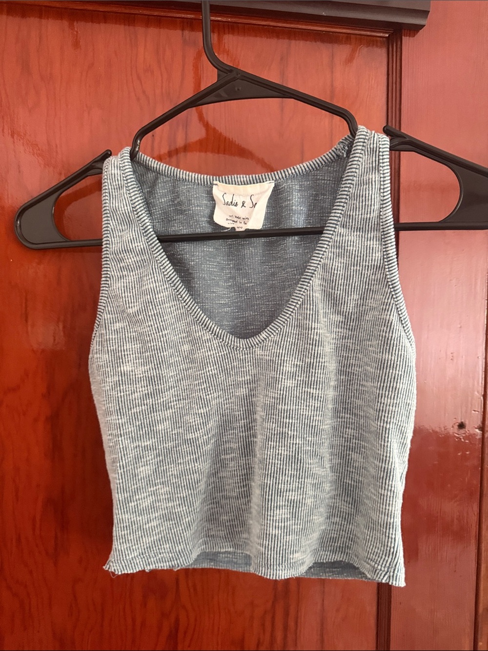Sadie & Sage Heathered Light Blue Ribbed Crop Tank